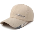 Beige breathable mesh sports baseball cap with side print for sun protection - Adjustable / Beige