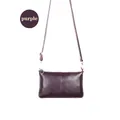 Minimalist purple pebbled leather envelope crossbody bag with adjustable shoulder strap - Lychee Texture / Purple