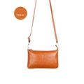 Minimalist yellow genuine leather envelope crossbody bag with lychee texture finish - Lychee Texture / Khaki/Earth Yellow