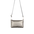Sleek silver grey leather crossbody envelope bag with metallic litchi texture finish - Lychee Texture / Silver