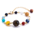 Solar system bracelet featuring natural stone beads and gold adjustable chain - B0710 Metal Chain Lobster Clasp Style