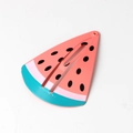 Cute watermelon slice snap clip in pink and green metal with painted seed detail - Triangle Watermelon