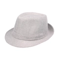 Men's summer straw fedora hat in light grey woven fabric for sun protection and travel - One Size 58cm / Light Gray