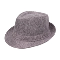 Men's breathable straw fedora hat in grey and brown blend for outdoor sun protection - One Size 58cm / Dark Gray