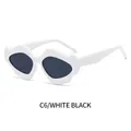 C6 White cloud-shaped irregular sunglasses with dark gray lenses for parties - White Frame Dark Grey Lens