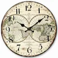 12 Inch vintage wandklok met wereldkaart ontwerp houten afwerking en Arabische cijfers - 30cm / Blauwe Planeet
