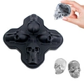 Molde de silicona negra para crear cuatro cubitos de hielo con forma de calavera - Nuevo Bandeja de Hielo 4 Calaveras Negro