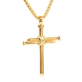 Klassieke gouden roestvrijstalen spijker kruis hanger ketting op witte achtergrond - Alleen hanger / Goud