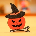 Halloween pumpkin hair clip with orange felt pumpkin and black glittery wizard hat - Pumpkin with Witch Hat