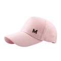 Pink cotton baseball cap with black embroidered letter M logo and curved brim - Adjustable / Pink
