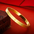 Bracelet jonc doré avec motif grec classique de méandres et finition polie brillante - Largeur 6mm
