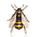 Detailed close-up of a golden alloy bee brooch featuring black and yellow enamel patterns - Yellow Bee (3.5*2.6cm)