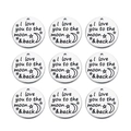 Pack of 5 vintage stainless steel round charms with I love you to the moon and back engraving - Moon & Star / 20mm