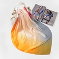 Elegant multi-color gradient silk scarf draped over a white bag with a luxury smooth texture - FJ125-10# (Multi-color Gradient)