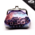 Vintage coin purse with traditional Chinese water town landscape and silver clasp - Landscape Style 7