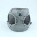 Gray breathable mesh dog harness with reflective safety strap and metal D-ring attachment - S / Gray