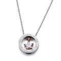 Silver circle necklace with rose gold star and diamond pendant with love engraving - Women's Style-Rose Gold Star (KP59983)