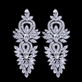 Boucles d'oreilles pendantes argentées avec zircone AAA marquise pour mariages élégants - Blanc