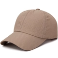 Khaki breathable quick-dry baseball cap with laser-cut mesh holes and curved brim - Adjustable / Deep Beige