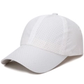 White quick-dry baseball cap with breathable laser-cut holes for outdoor sports use - Adjustable / White