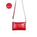 Minimalist wine red pebbled leather envelope crossbody bag with golden zipper hardware - Lychee Texture / Burgundy