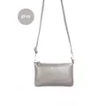 Minimalist gray litchi texture leather crossbody envelope bag with gold hardware - Lychee Texture / Gray