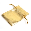 Golden drawstring gift pouch for jewelry packaging on a clean white background - 5cmX7cm / Gold