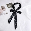 Chic black skinny scarf with white star patterns tied in a stylish bow knot - Black with White Stars