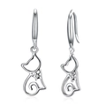 Elegante Katzenohrringe aus S925 Sterlingsilber mit Stern und Zirkonia als Ohrhaken - 925er Silber / Silber (Platiniert)