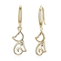 Minimalistische S925 Silber Katzenohrringe mit Vergoldung und Zirkonia-Stern - 925er Silber / Champagnergold