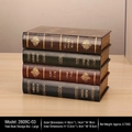 Lot de quatre boîtes de rangement vintage en forme de livres factices colorés - Style C Grand