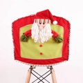 Funda navideña para silla con diseño de Papá Noel 3D en terciopelo festivo rojo y verde - Santa Claus