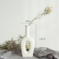 White ceramic hollow vase for home decor, dimensions shown as 10cm width and 24cm height - Elegant Hollow (Grey White)