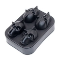 Detail view of 4-cavity black silicone ice mold featuring unique skull-shaped designs - Old Style 4-Cavity Skull Ice Tray Black