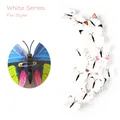 3D white butterfly wall stickers and decorative pins with safety pin backing set - White Series - Pin Style