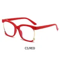 Vintage large red frame glasses with gold metal rims, stylish C5 variant for unisex - Red