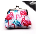 Pink flamingo and tropical leaf print coin purse with a vintage metal kiss-lock closure - Flamingo Pattern 8