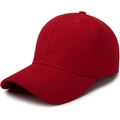 Classic red cotton twill baseball cap with curved brim and breathable stitched eyelets - Red