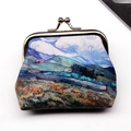 Artistic coin purse with Van Gogh style landscape oil painting and vintage metal clasp - Ocean Blue No.3 (Oil Landscape)