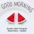 Detail of double-sided resin watermelon charms with eyelet for DIY jewelry making - Double-sided Triangle Watermelon with Eye Pin 25*32mm / 25*32mm