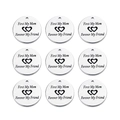 Macro view of nine stainless steel round charms engraved with First My Mom Forever My Friend - Forever My Friend Mom / 20mm