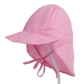 Pink breathable cotton baby sun hat with neck protection flap and wide brim for summer - Small (44-48CM) / Pink