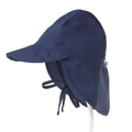 Dark blue kids sun hat with neck flap and breathable wide brim for UV protection - Small (44-48CM) / Navy Blue