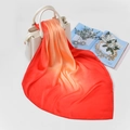 Elegant orange gradient silk scarf draped over a white handbag for a stylish look - FJ125-5# (Orange Red Gradient)