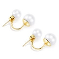 Eleganti orecchini a doppia perla da 10 mm in acciaio inossidabile con finitura dorata - Oro