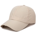 Breathable khaki mesh baseball cap for summer outdoor wear in minimalist design - Adjustable / Light Beige