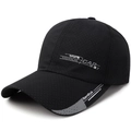 Black breathable mesh sports cap with fashion print and sun protection design - Adjustable / Black
