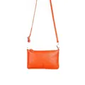Minimalist orange lychee pattern leather shoulder bag with matching thin strap - Lychee Texture / Orange