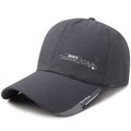 Dark grey breathable quick-dry mesh sports baseball cap with printed fashion text - Adjustable / Dark Gray