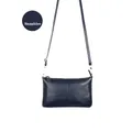 Sapphire blue minimalist genuine leather crossbody bag with pebble texture and gold zipper - Lychee Texture / Sapphire Blue
